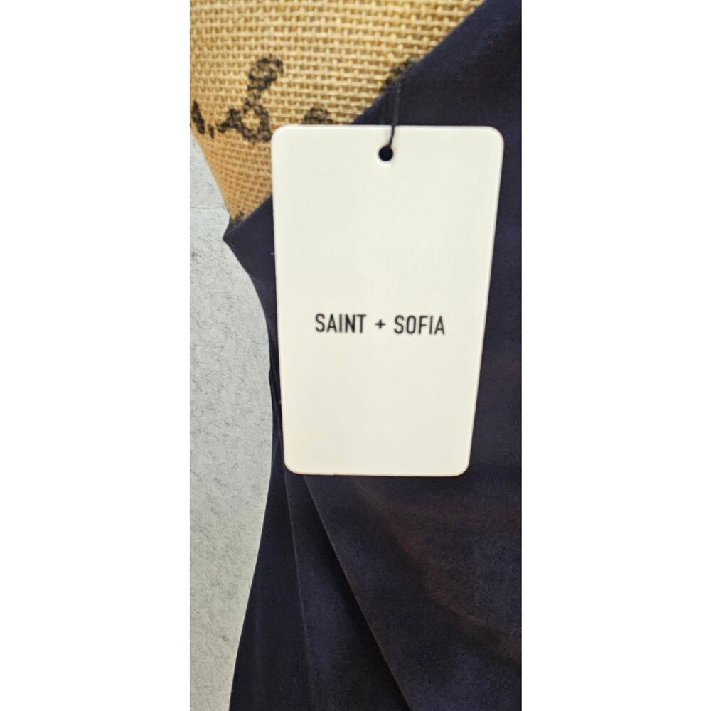 Saint + Sophia Sunset Dress, Navy Blue, Chevron, Flowy, Long, 48in Length Sz 2 - Picture 7 of 13
